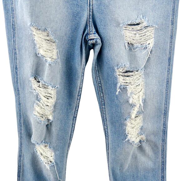 Hollister High Rise Light Wash Ripped Mom Jeans Straight Leg Size 00 - Picture 4 of 5